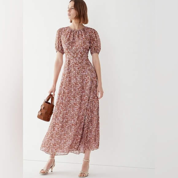 J.Crew Collection Open-back Metallic Clip-dot Dress with side slit Sz 10 - Picture 1 of 9